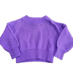 Vintage 3T sweater girls purple hearts 90s USA made chunky